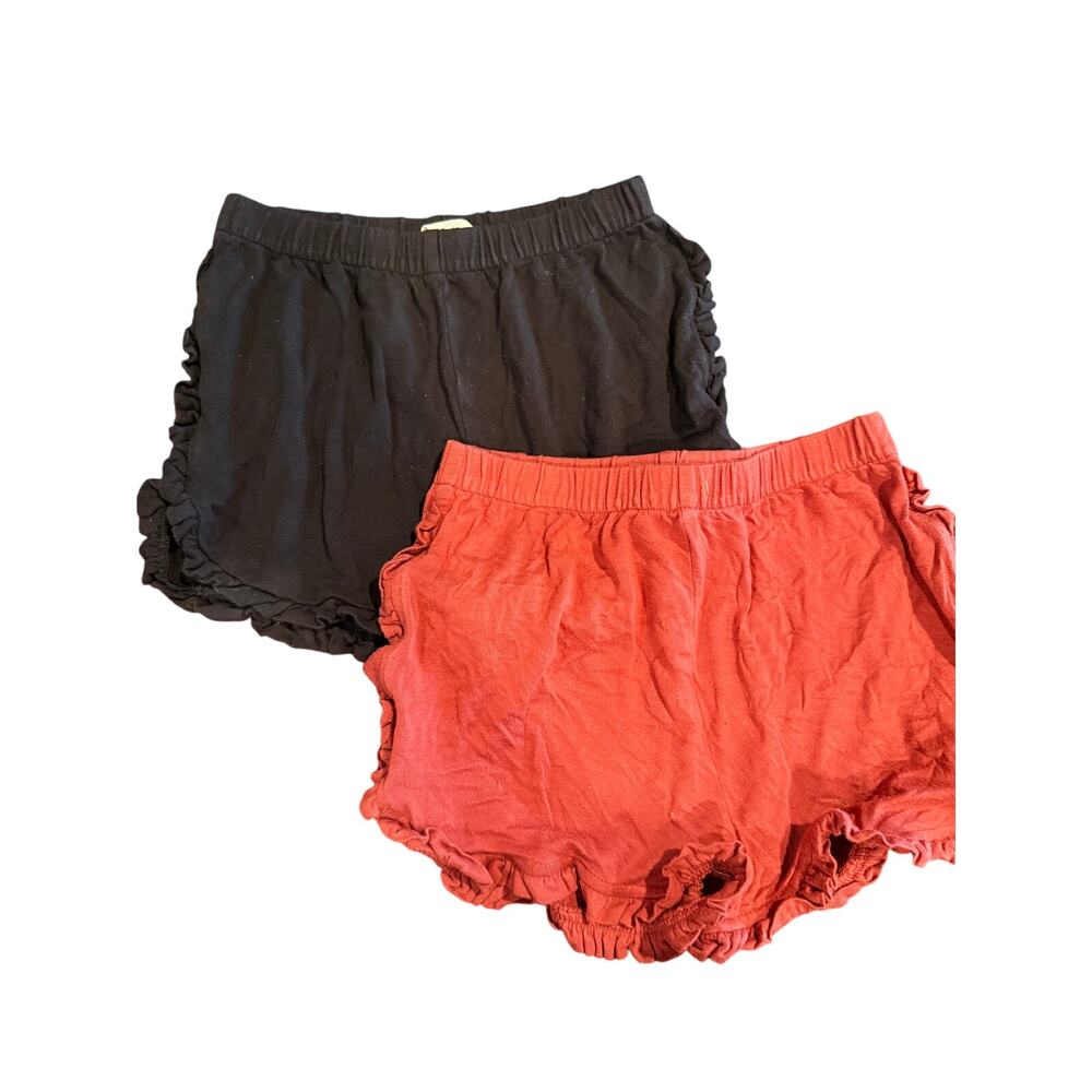 2 Pair Kate Quinn Ruffle Track Bamboo Shorts Black Red Cinnabar Size 6Y